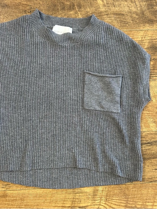 Sage Collective Tops - Sleeveless Ribbed Crop Top with Chest Pocket - Charcoal